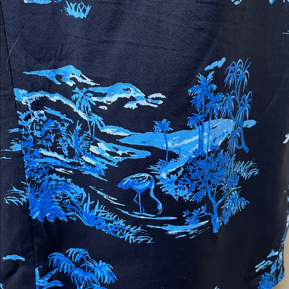 ANN TAYLOR Petite Blue & Black Floral Toile Square NIGHT SKY MIDI Dress 6P - Picture 9 of 15